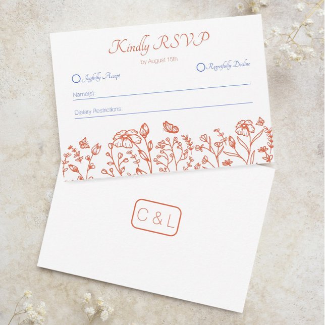 Orange Verona Sunset UAWG Response Card RSVP Karte (Wedding RSVP Cards Verona Sunset Theme)