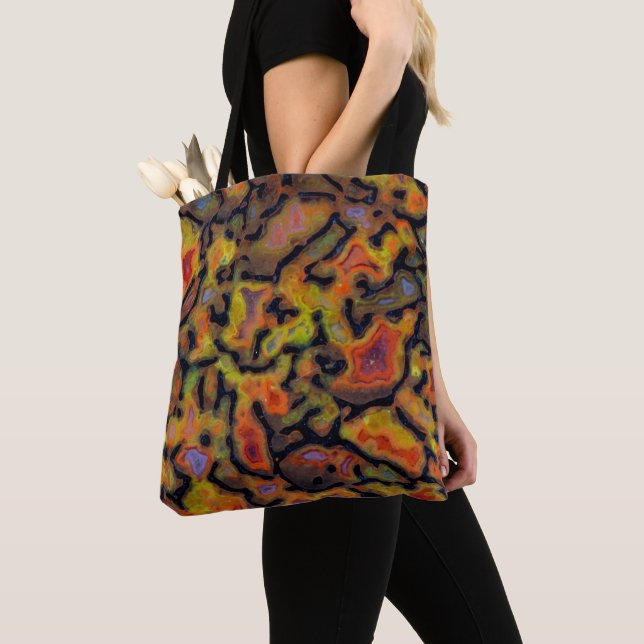 Orange versteinerter Dinosaurier-Knochen Tasche (Von Nahem)
