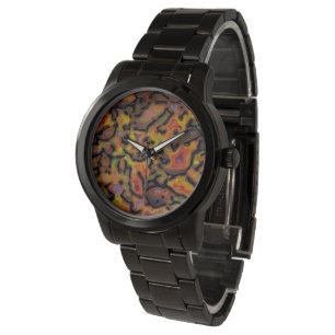Orange versteinertes Dinosaurierskelett Armbanduhr