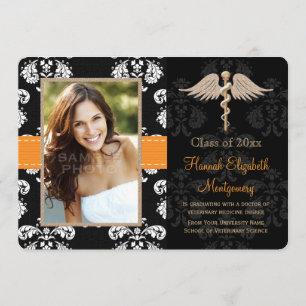 Orange Vet School Graduation Annonces Invitations
