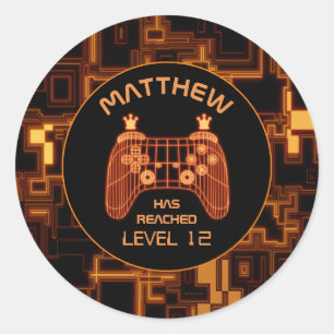 Orange Video Game Controller Runder Aufkleber