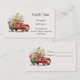 Orange Vintag Lkw und Orange Hibiskus Raffle Begleitkarte
