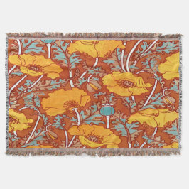 Orange Vintag Poppy Throw Blanket Decke
