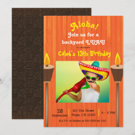 Orange Vintag Retro Summer Party Luau Birthday Einladung