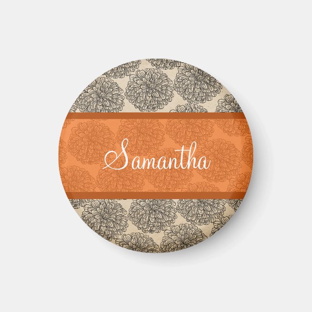 Orange Vintag Zinnia Magnet (Vorne)