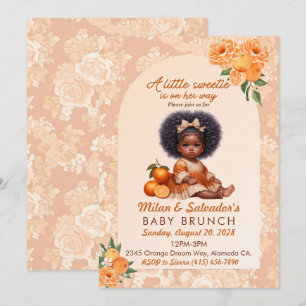 Orange Vintage Blumen Ethnische Baby Mädchen Baby  Ankündigung