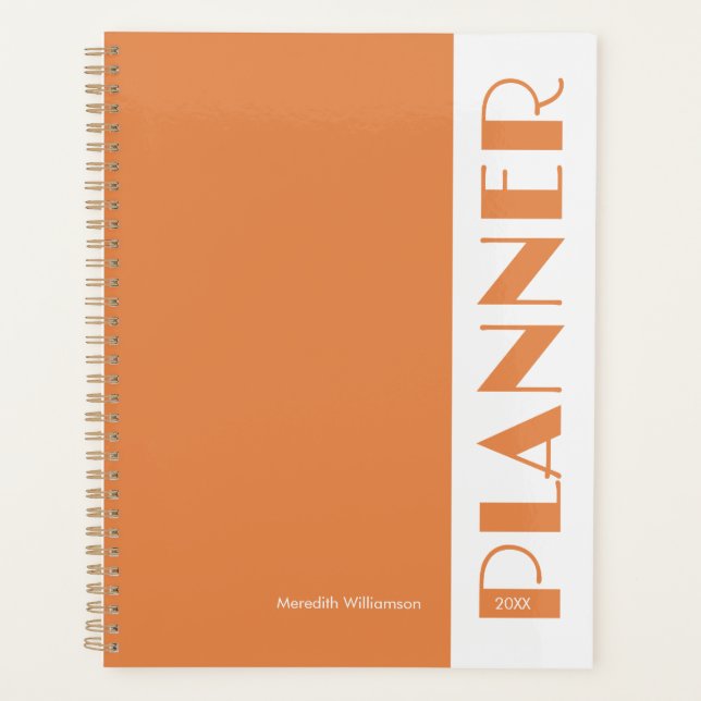 Orange Vintage Retro Stripe Personalized  Plan Planer (Vorderseite)