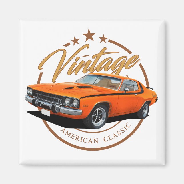 Orange Vintage Roadrunner Magnet (Vorne)