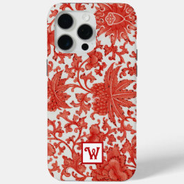 Orange Vintages Chinesisches Blumenmuster Monogram Case-Mate iPhone Hülle