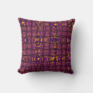 Orange violet noir moderne Zig Zag Motif Coussin
