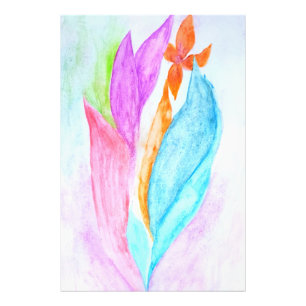 Orange Violet Rosa und Grüne Blume Abstrakt Fotodruck