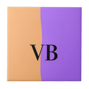 Orange violetter fester Name Buchstabe Monogramm T Fliese