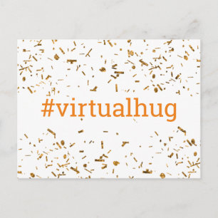 Orange Virtueller Umarmungs-Hashtag Gold-falsches Postkarte