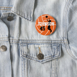Orange Volleyball mit Silhouette-Spieler Button