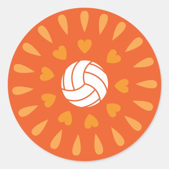 Orange Volleyballs Kaleidoskop Muster Runder Aufkleber (Vorderseite)