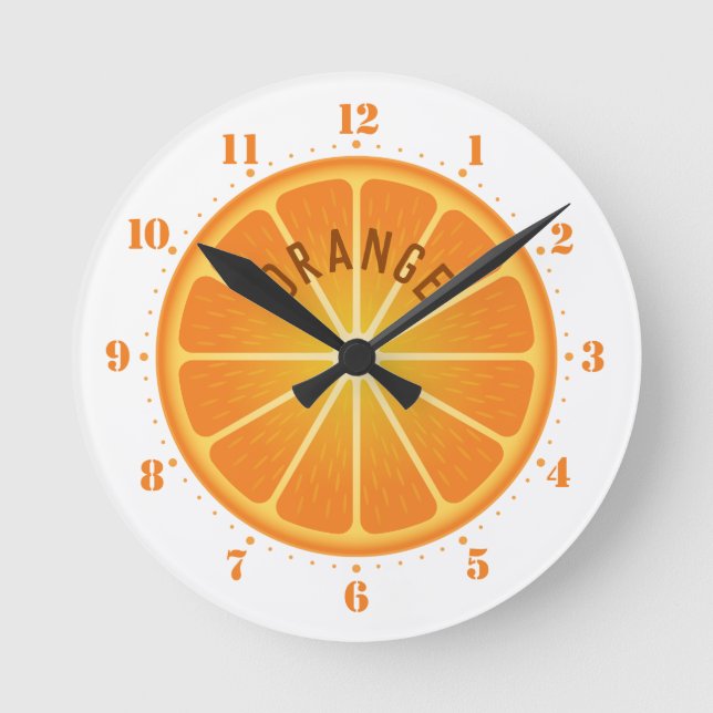 Orange Wall Clock Runde Wanduhr (Vorderseite)
