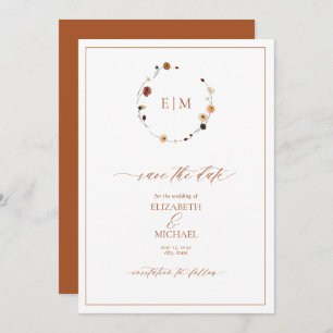 Orange Wappen Monogram Save the Date Einladung