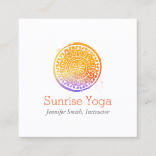 Orange Wasserfarbe Mandala Yoga und Wellness Quadratische Visitenkarte