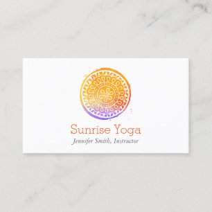 Orange Wasserfarbe Mandala Yoga und Wellness Visitenkarte