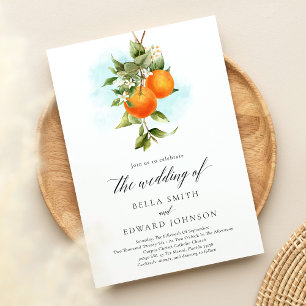 Orange Watercolor Boho Hochzeit Einladung