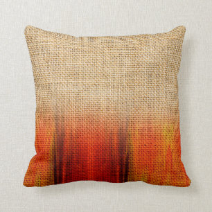 Orange Watercolor Buralp Rustic Ombre Dipped Toss Kissen