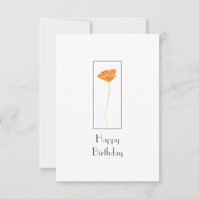 Orange Watercolor California Poppy Karte (Vorderseite)