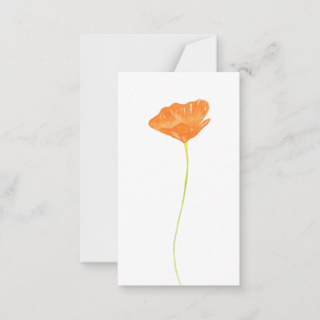 Orange Watercolor California Poppy Mitteilungskarte (Vorderseite)