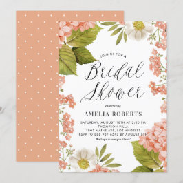 Orange Watercolor Hydrangea Floral Brautparty Einladung