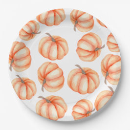 Orange Watercolor Pattern Pumping Halloween Fall Pappteller