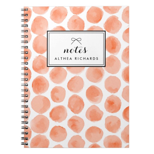 Orange Watercolor Polka Dots Muster Personalisiert Notizblock (Vorderseite)