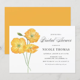 Orange Watercolor Poppies Botanisches Brautparty Einladung