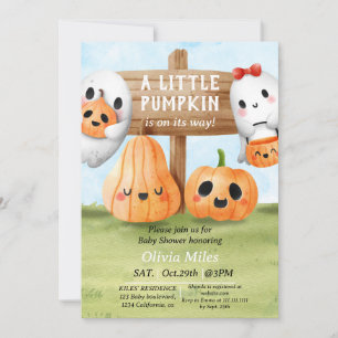 Orange Watercolor Pumpkin Baby Dusche Einladung