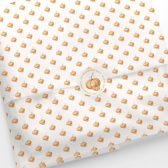 Orange Watercolor Pumpkins Fall Thanksgiving Seidenpapier (Pumpkin gift wrap. Orange watercolor tissue paper for gift wrapping or business packaging.)