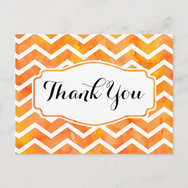 Orange Watercolor Zickzack Danke Postcard Postkarte (Vorderseite)