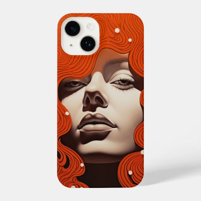 Orange Waves of Elegance Phone Case iPhone 14 Hülle (Rückseite)