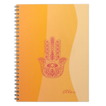 Orange Waves Simple Red Hamsa Personalisiert