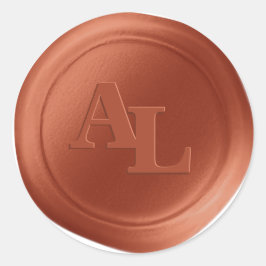 Orange Wax Siegel Monogramm Hochzeitskleber Runder Aufkleber