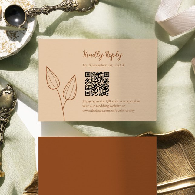 Orange Wedding RSVP Card mit QR Code Karte (Von Creator hochgeladen)