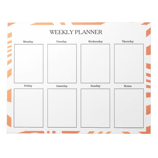 Orange Weekly Planer Custom Notizblock (Vorderseite)