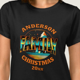 Orange-Weihnachtsfamilie aquamariner bearbeitbarer T-Shirt