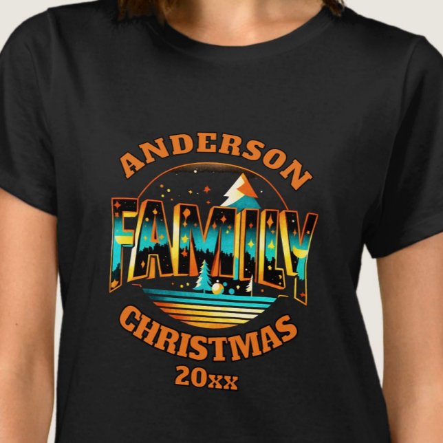 Orange-Weihnachtsfamilie aquamariner bearbeitbarer T-Shirt (Von Creator hochgeladen)