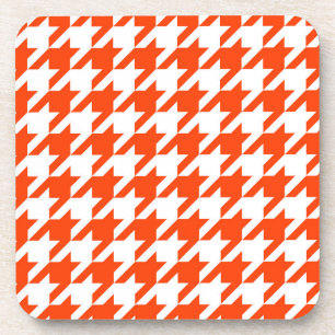 Orange-Weiß-Hahnentritt-Karo Getränkeuntersetzer