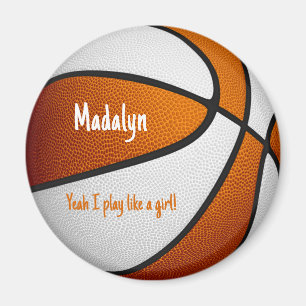 Orange weiß Ich spiele wie ein Mädchen im Basketba Magnet