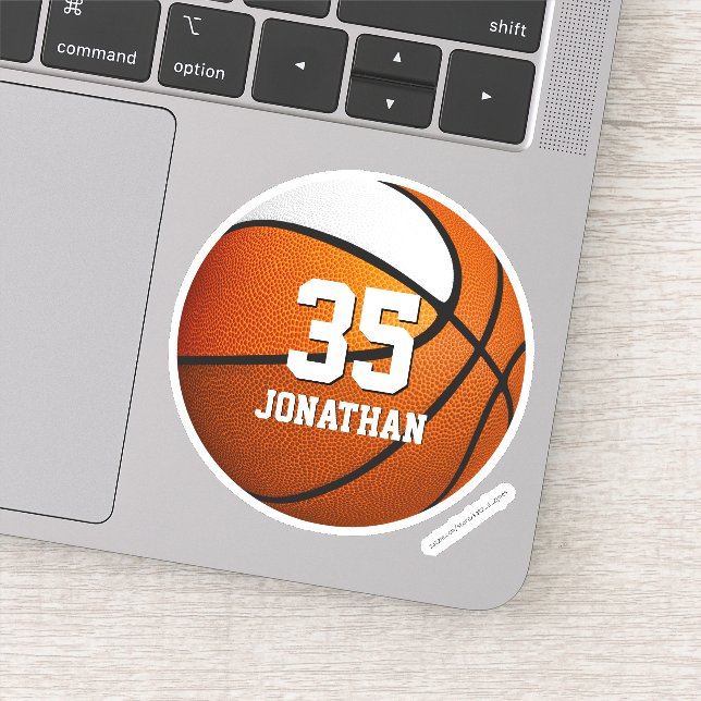 Orange-Weiß-Mannschaftsfarben Basketball Aufkleber (Detail)