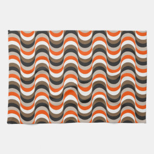 Orange, weiß, Retro Jahr-abstrakte Kunst Browns Handtuch