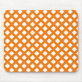 Orange-Weiß-Schachbrett-Diamant-Muster Mousepad