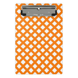 Orange-Weiß-Schachbrett-Diamantmuster Mini Klemmbrett