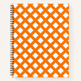 Orange-Weiß-Schachbrett-Diamantmuster Notizbuch