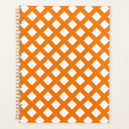 Orange-Weiß-Schachbrett-Diamantmuster Planer