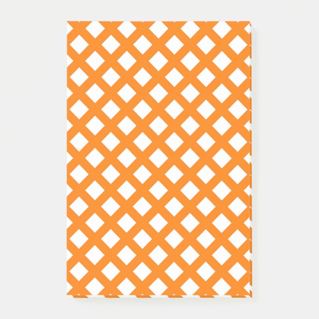 Orange-Weiß-Schachbrett-Diamantmuster Post-it Klebezettel (Vorderseite)